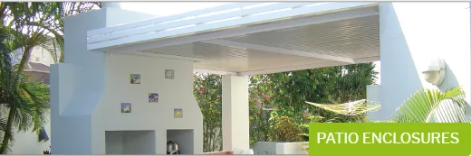 Enclosed patio with aluminium and glass panels