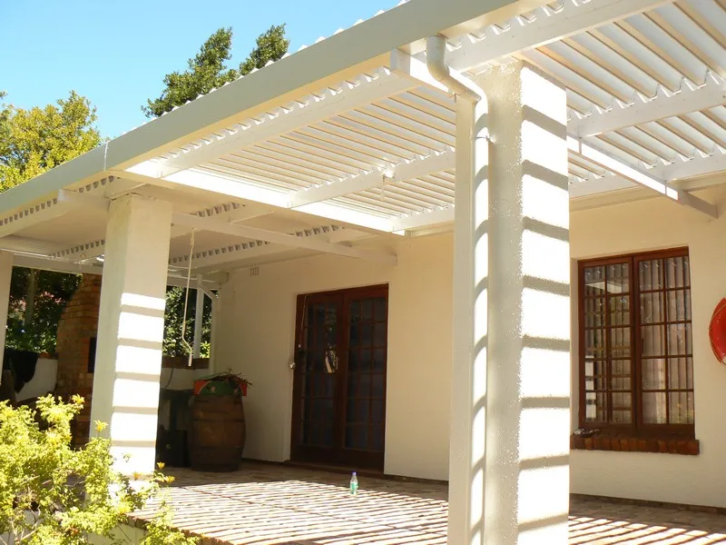 Louvre awning over the veranda of an older Cape home