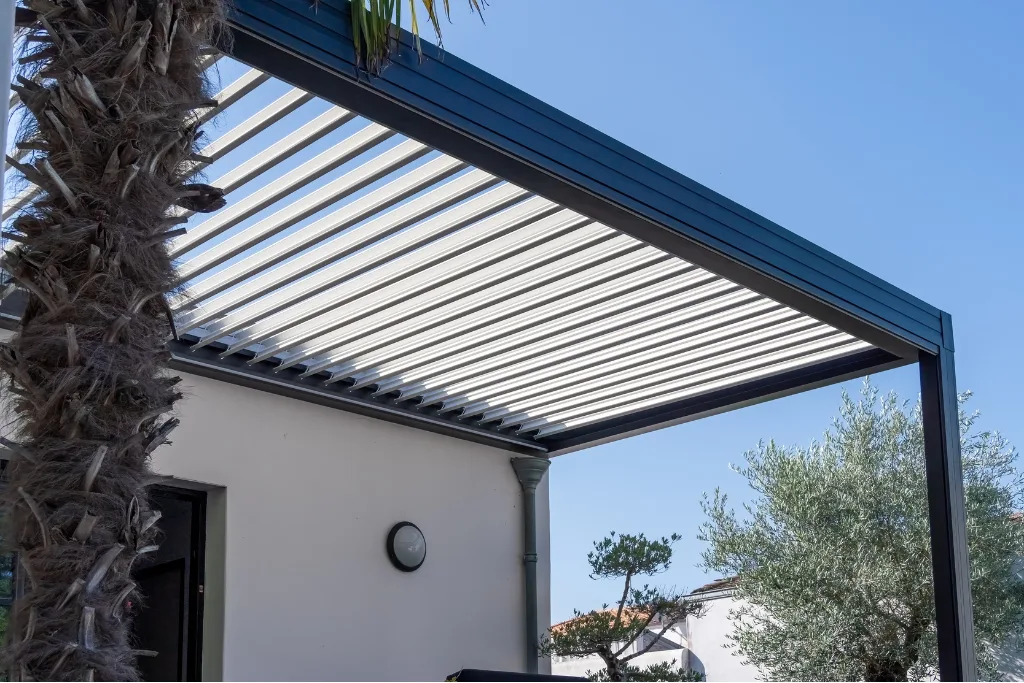 Translucent polycarbonate roof sheets flooding a covered patio with soft daylight